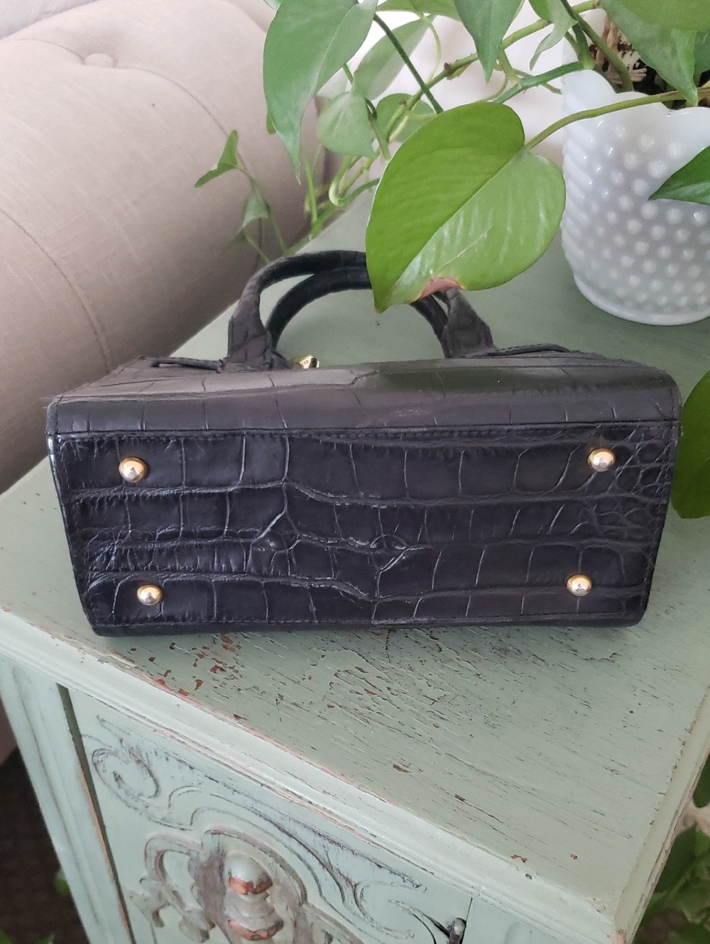 Vintage Dooney Bourke Faux Croc Embossed Leather Alto Mini Kelly Tote Bag - Picture 4 of 8